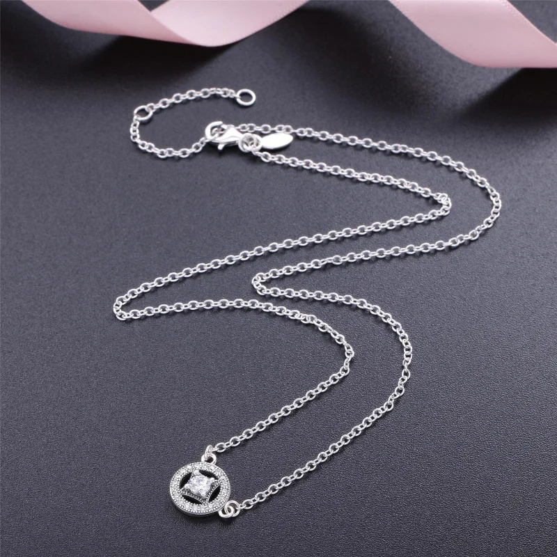 (image for) PANDORA Vintage Allure, Clear CZ Pendant Necklace - 590523CZ-45 - View 2