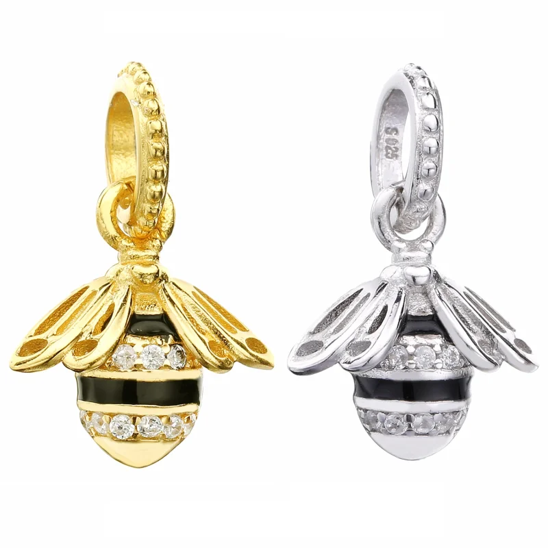 (image for) Queen Bee Pendant, PANDORA Shine™, Black Enamel Clear CZ - 367075EN16 - View 2