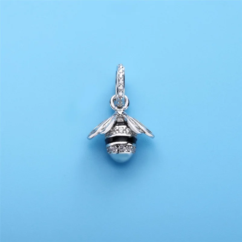 (image for) Queen Bee Pendant, PANDORA Shine™, Black Enamel Clear CZ - 367075EN16 - View 3