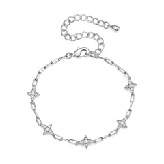 (image for) PANDORA Style Pavé Star Motif Paperclip Chain Bracelet - YIB096