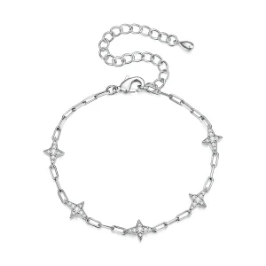 (image for) PANDORA Style Pavé Star Motif Paperclip Chain Bracelet - YIB096