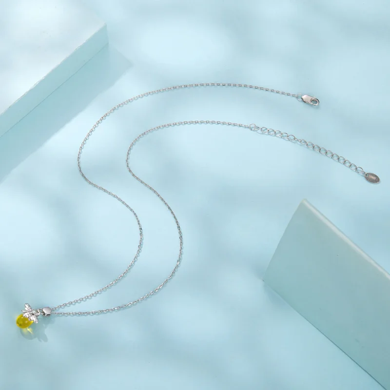 (image for) PANDORA Style Bee Pendant Yellow Glass Zircon Necklace - SCN554 - View 3