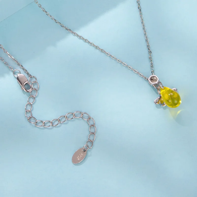 (image for) PANDORA Style Bee Pendant Yellow Glass Zircon Necklace - SCN554 - View 4