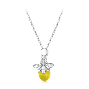 (image for) PANDORA Style Bee Pendant Yellow Glass Zircon Necklace - SCN554