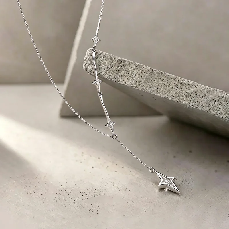 (image for) PANDORA Style Shooting Star Y-Shaped Pendant Necklace - SCN555 - View 2