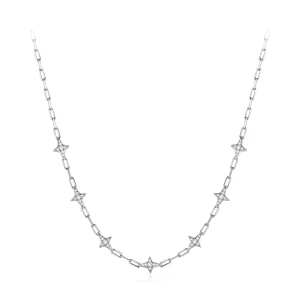 (image for) PANDORA Style Studded Star Station Paperclip Chain Necklace - YIN148