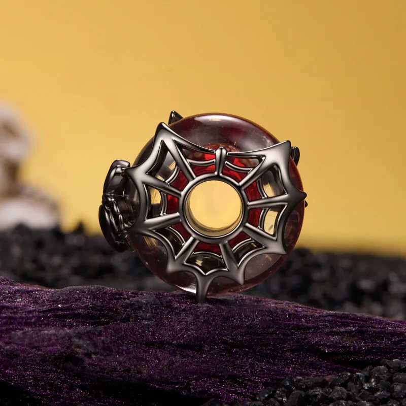 (image for) PANDORA Style Black Spider Red Murano Glass Bead Charm - YIC294 - View 2