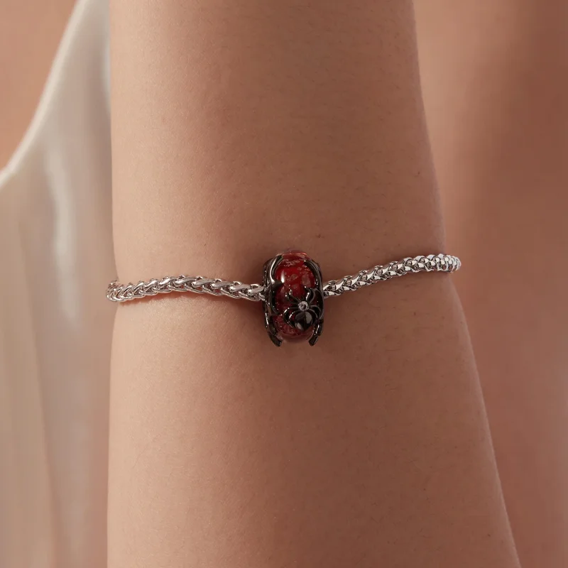 (image for) PANDORA Style Black Spider Red Murano Glass Bead Charm - YIC294 - View 6