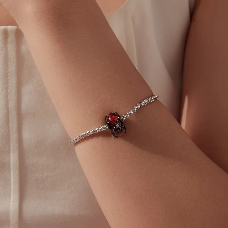 (image for) PANDORA Style Black Spider Red Murano Glass Bead Charm - YIC294 - View 7