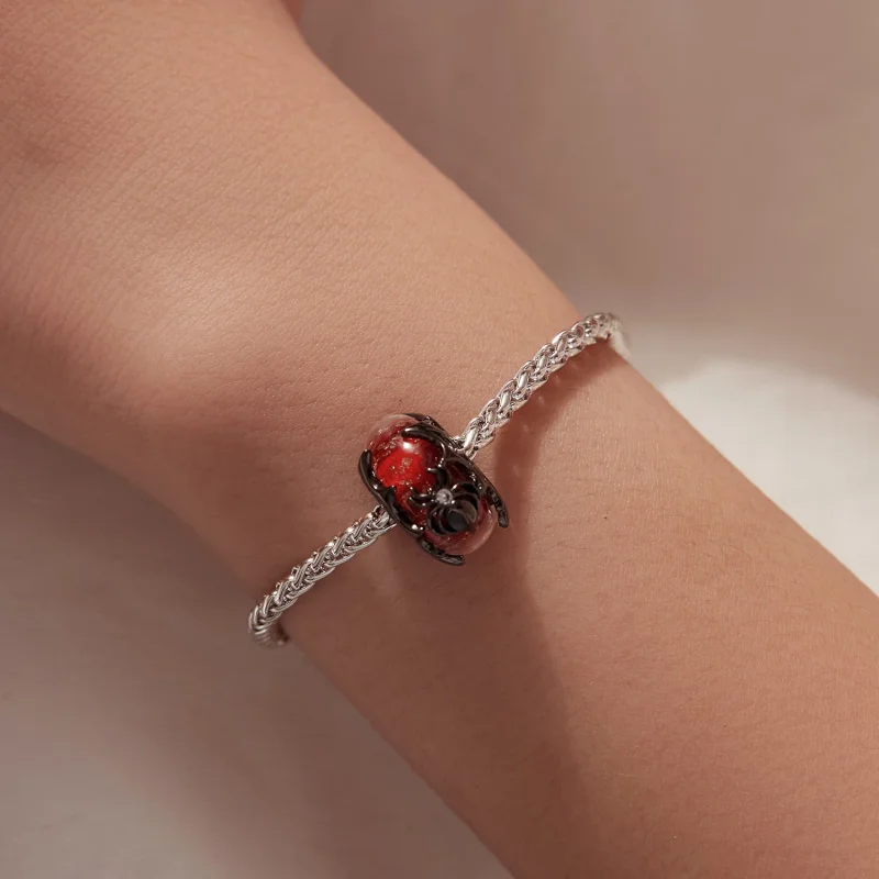 (image for) PANDORA Style Black Spider Red Murano Glass Bead Charm - YIC294 - View 8
