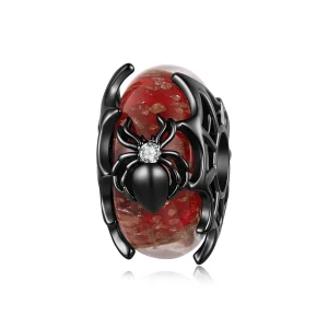 (image for) PANDORA Style Black Spider Red Murano Glass Bead Charm - YIC294