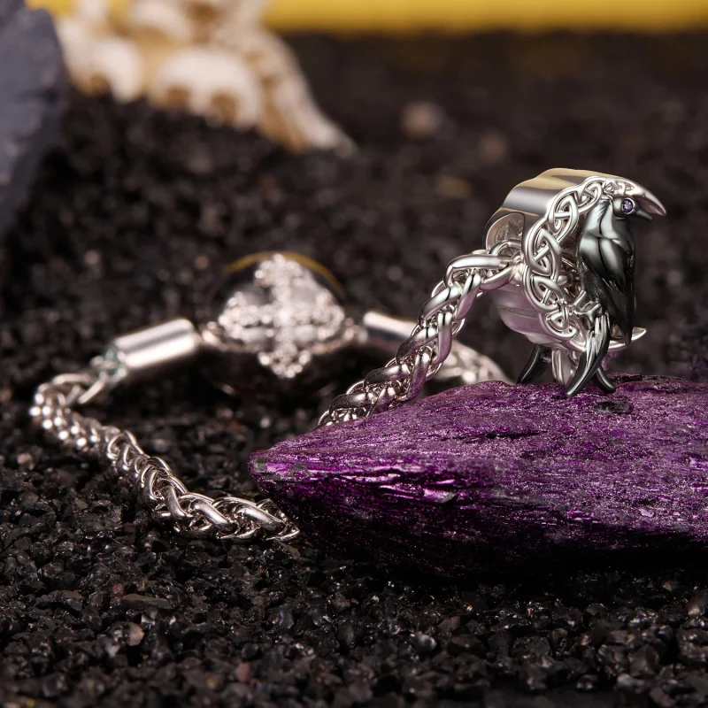 (image for) PANDORA Style Celtic Crescent Moon Raven Bead Charm - YIC301 - View 4
