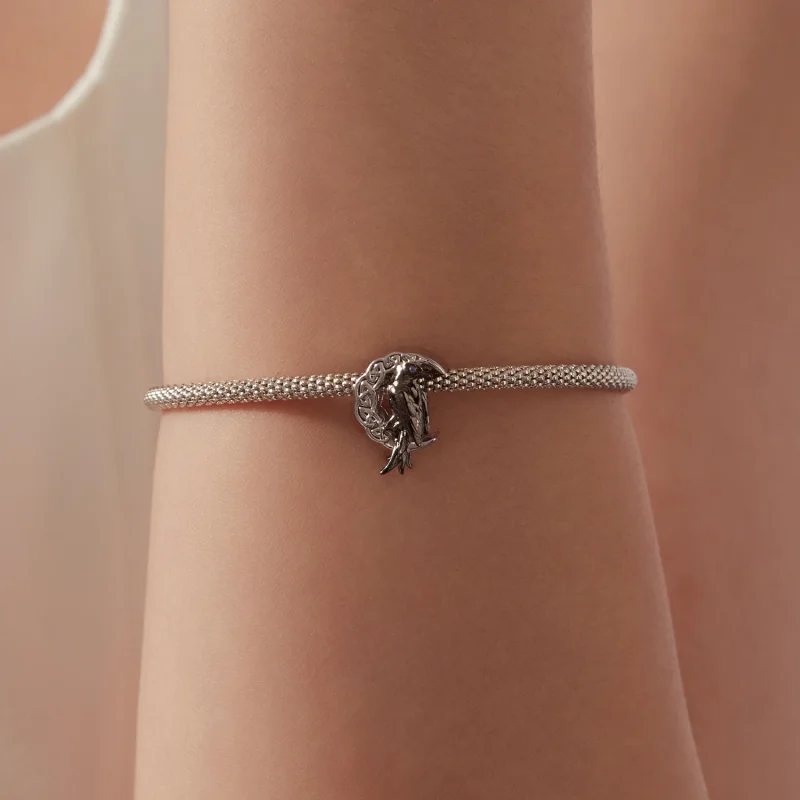 (image for) PANDORA Style Celtic Crescent Moon Raven Bead Charm - YIC301 - View 6