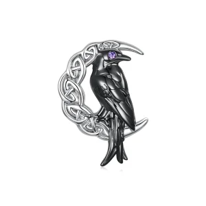 PANDORA Style Celtic Crescent Moon Raven Bead Charm - YIC301 (image for) PANDORA Style Celtic Crescent Moon Raven Bead Charm - YIC301
