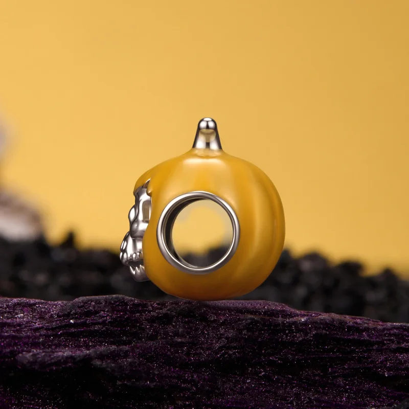 (image for) PANDORA Style Glow In The Dark Skull Pumpkin Charm - YIC296 - View 2
