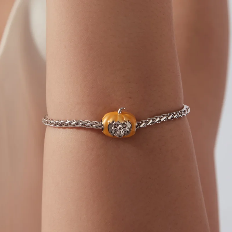 (image for) PANDORA Style Glow In The Dark Skull Pumpkin Charm - YIC296 - View 6
