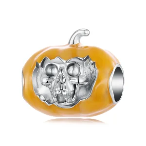 (image for) PANDORA Style Glow In The Dark Skull Pumpkin Charm - YIC296