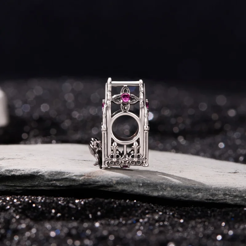 (image for) PANDORA Style Gothic Cathedral Crow Purple Zircon Charm - SCC3336 - View 2