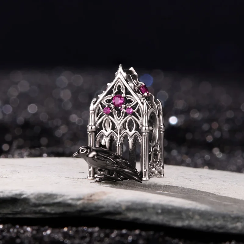 (image for) PANDORA Style Gothic Cathedral Crow Purple Zircon Charm - SCC3336 - View 3