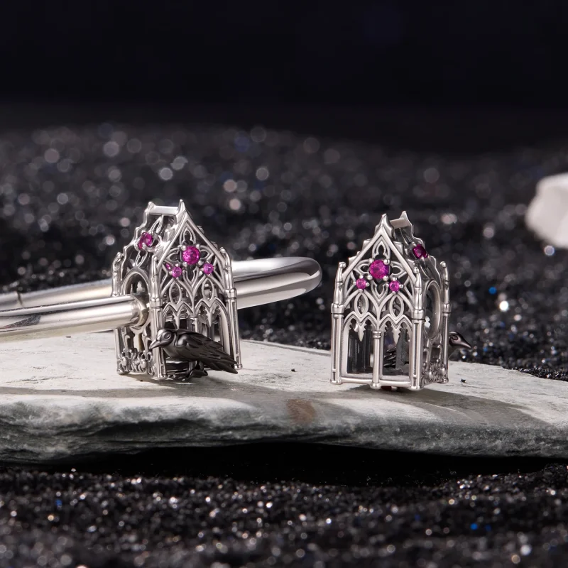 (image for) PANDORA Style Gothic Cathedral Crow Purple Zircon Charm - SCC3336 - View 5
