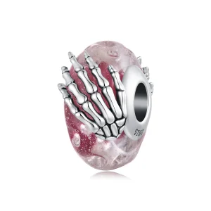 (image for) PANDORA Style Pink Murano Glass Skeleton Hand Charm - SCC3334