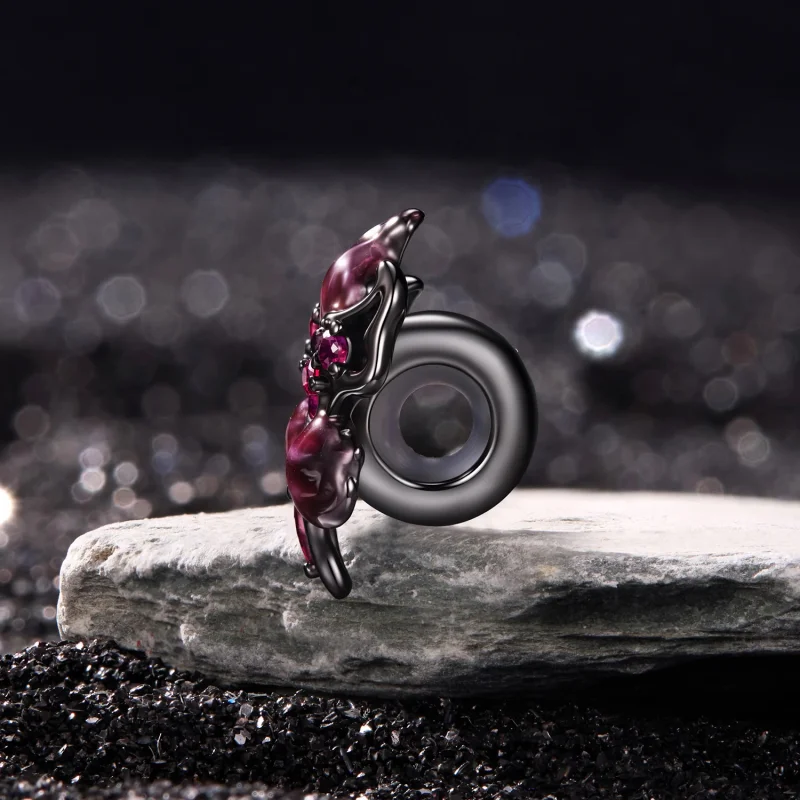 (image for) PANDORA Style Purple Enamel Flower Black Plated Charm - SCC3335 - View 2