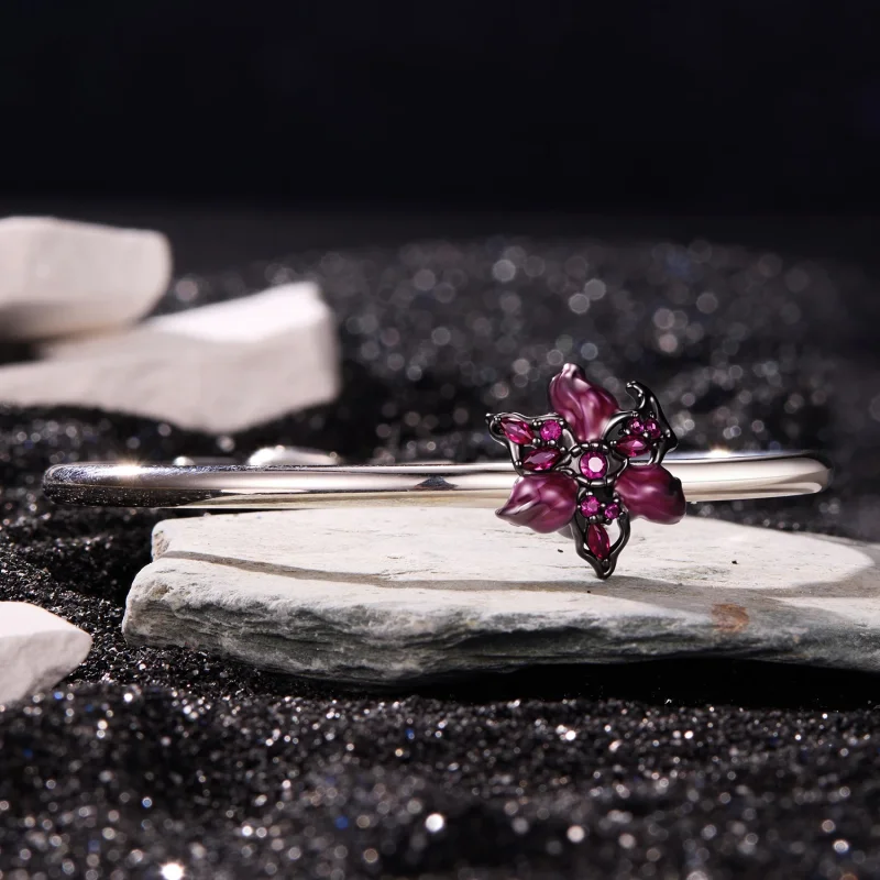 (image for) PANDORA Style Purple Enamel Flower Black Plated Charm - SCC3335 - View 4