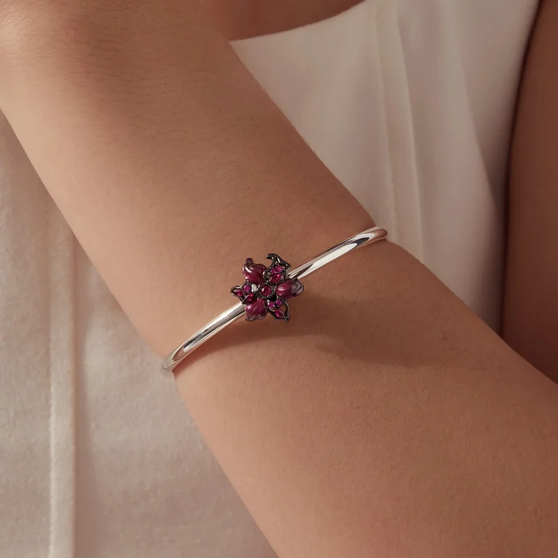 (image for) PANDORA Style Purple Enamel Flower Black Plated Charm - SCC3335 - View 7