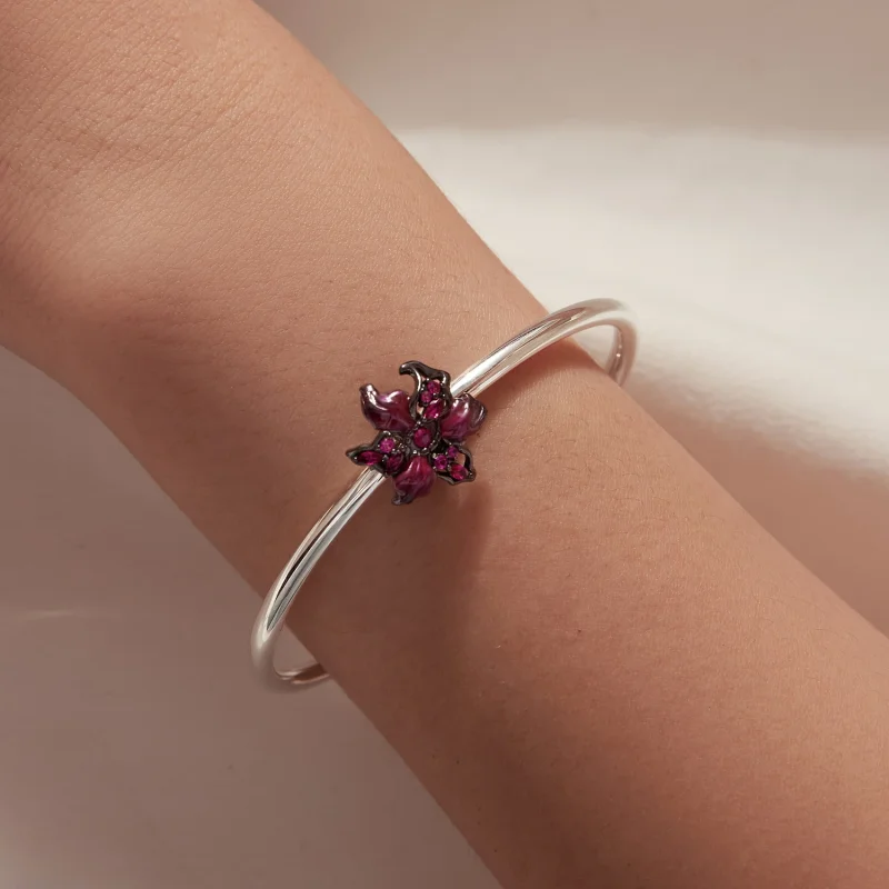 (image for) PANDORA Style Purple Enamel Flower Black Plated Charm - SCC3335 - View 8