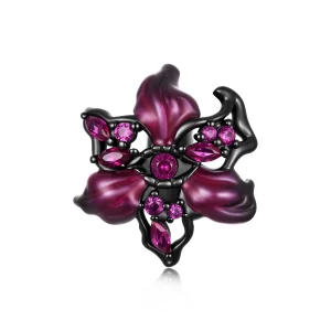 (image for) PANDORA Style Purple Enamel Flower Black Plated Charm - SCC3335