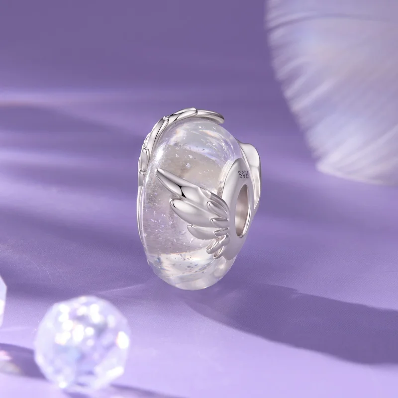 (image for) PANDORA Style Wing Detail Clear Murano Glass Charm - SCC3340 - View 3