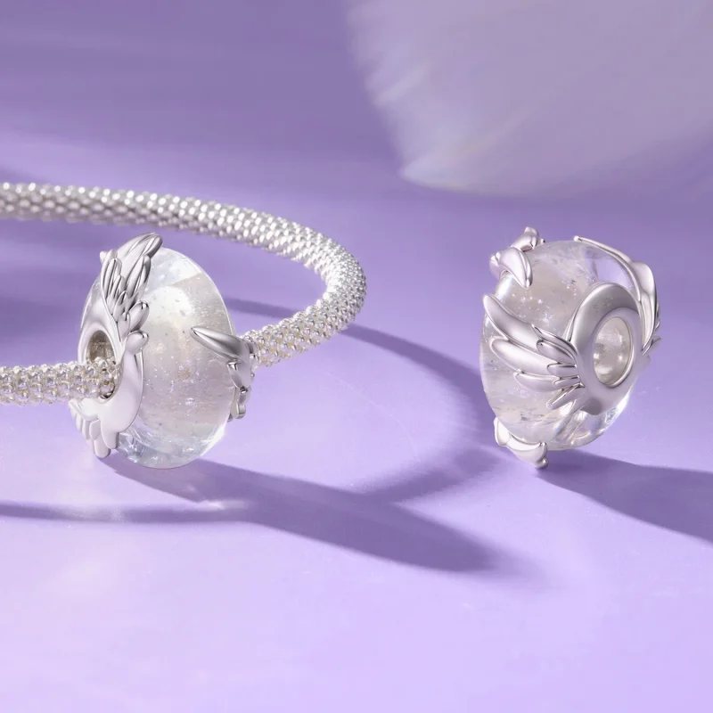 (image for) PANDORA Style Wing Detail Clear Murano Glass Charm - SCC3340 - View 5