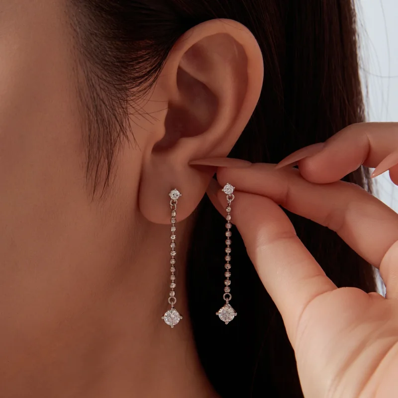 (image for) PANDORA Style Cubic Zirconia Tassel Drop Earrings - BSE1315 - View 8