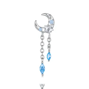 (image for) PANDORA Style Moon Star Blue Stone Threaded Drop Single Earring - SCE2062
