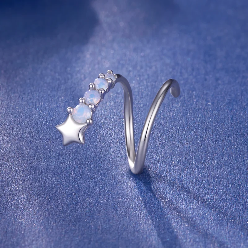(image for) PANDORA Style Star Opal Inlay Single Threaded Ear Hook - SCE2058 - View 3