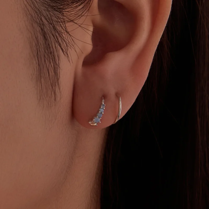(image for) PANDORA Style Star Opal Inlay Single Threaded Ear Hook - SCE2058 - View 5