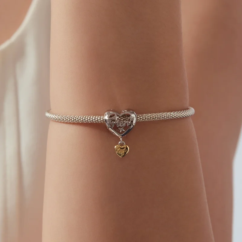 (image for) PANDORA Style Friend Love Heart Two Tone Dangle Charm - YIC302 - View 5