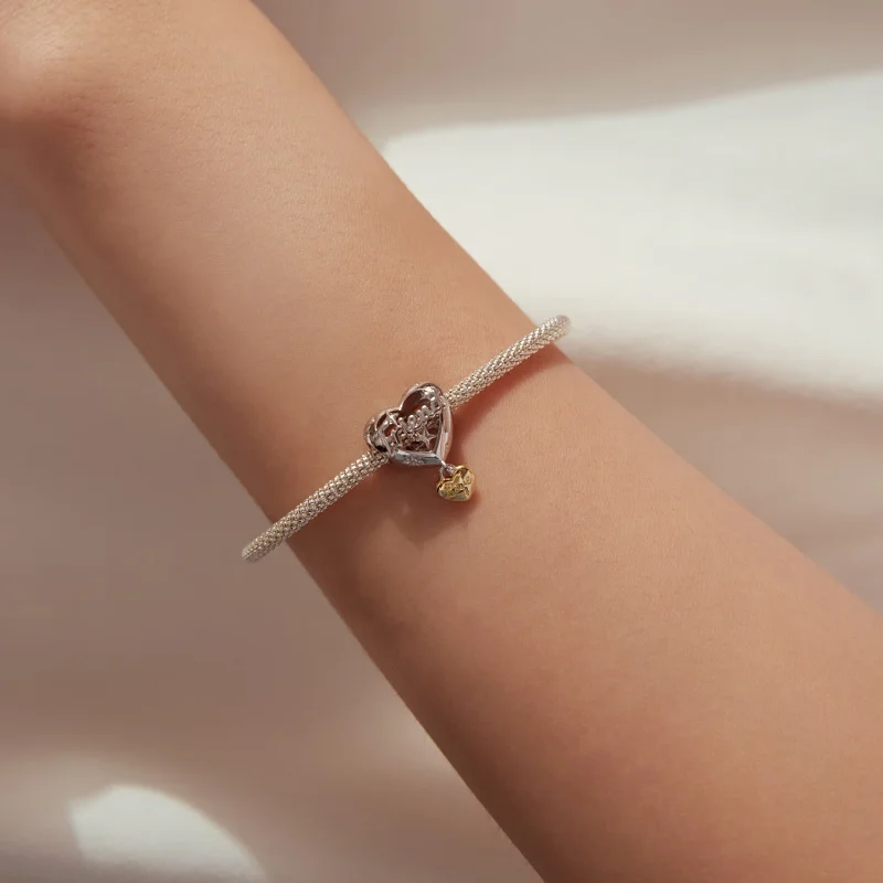 (image for) PANDORA Style Friend Love Heart Two Tone Dangle Charm - YIC302 - View 7