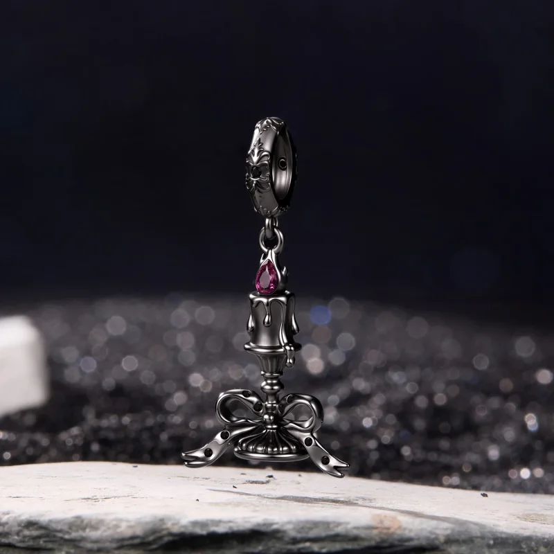 (image for) PANDORA Style Gothic Candlestick Dangle Charm With Purple Stone - SCC3339 - View 2