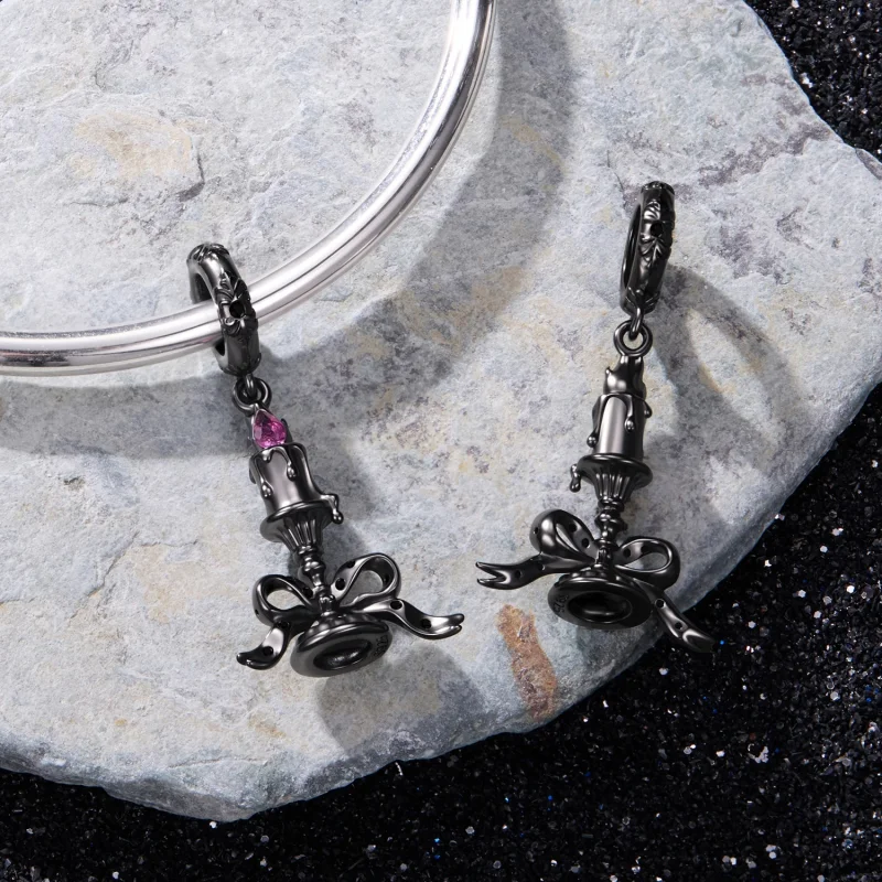 (image for) PANDORA Style Gothic Candlestick Dangle Charm With Purple Stone - SCC3339 - View 4