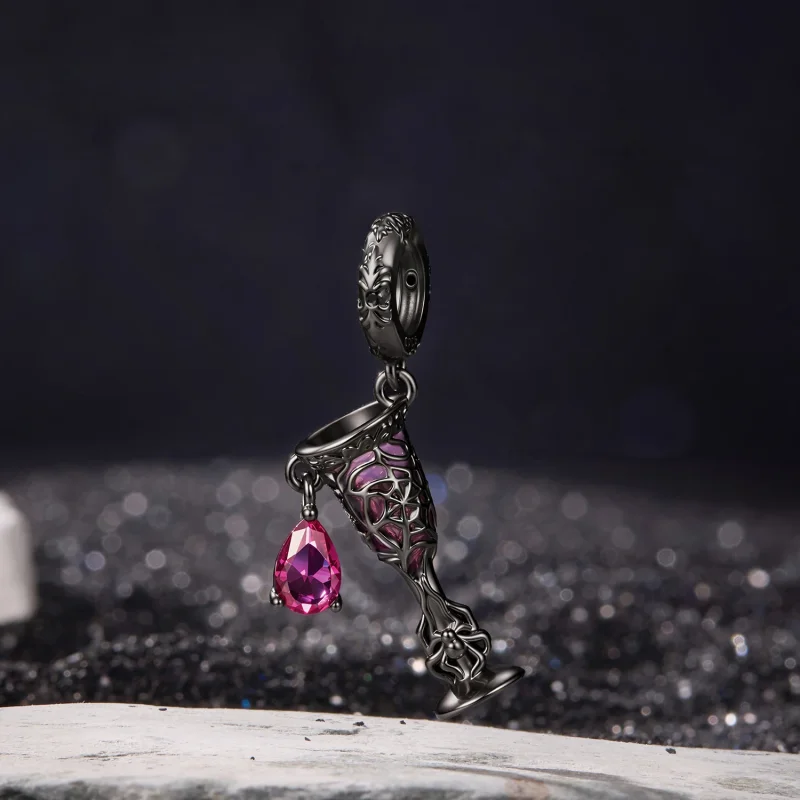 (image for) PANDORA Style Gothic Dark Night Wine Glass Dangle Charm - SCC3338 - View 2