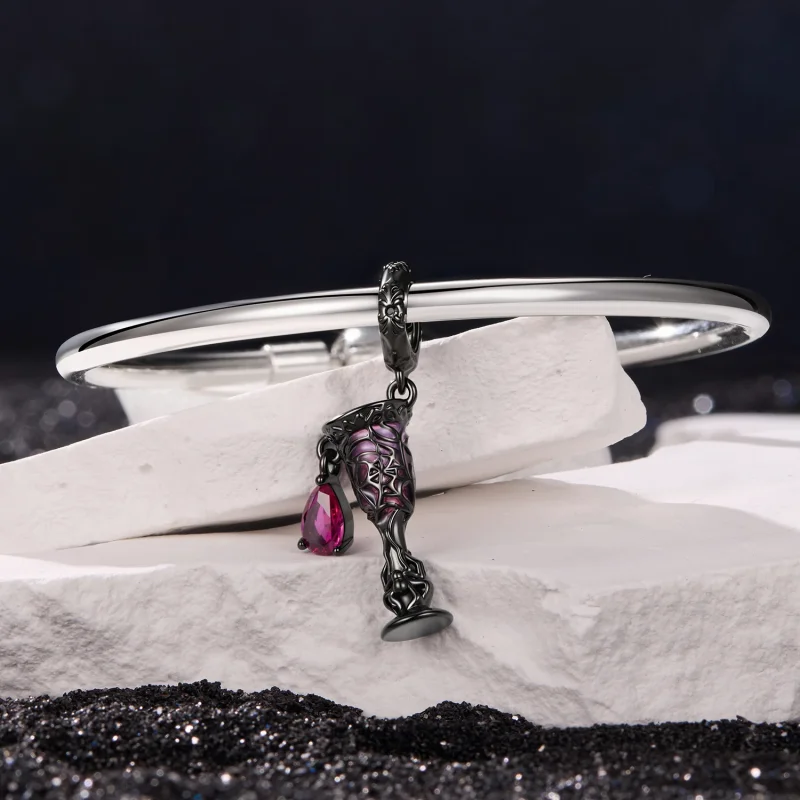 (image for) PANDORA Style Gothic Dark Night Wine Glass Dangle Charm - SCC3338 - View 3
