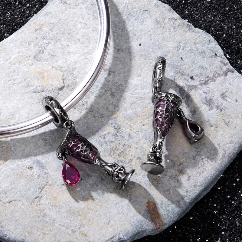 (image for) PANDORA Style Gothic Dark Night Wine Glass Dangle Charm - SCC3338 - View 4