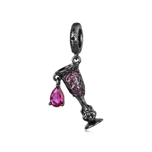 (image for) PANDORA Style Gothic Dark Night Wine Glass Dangle Charm - SCC3338