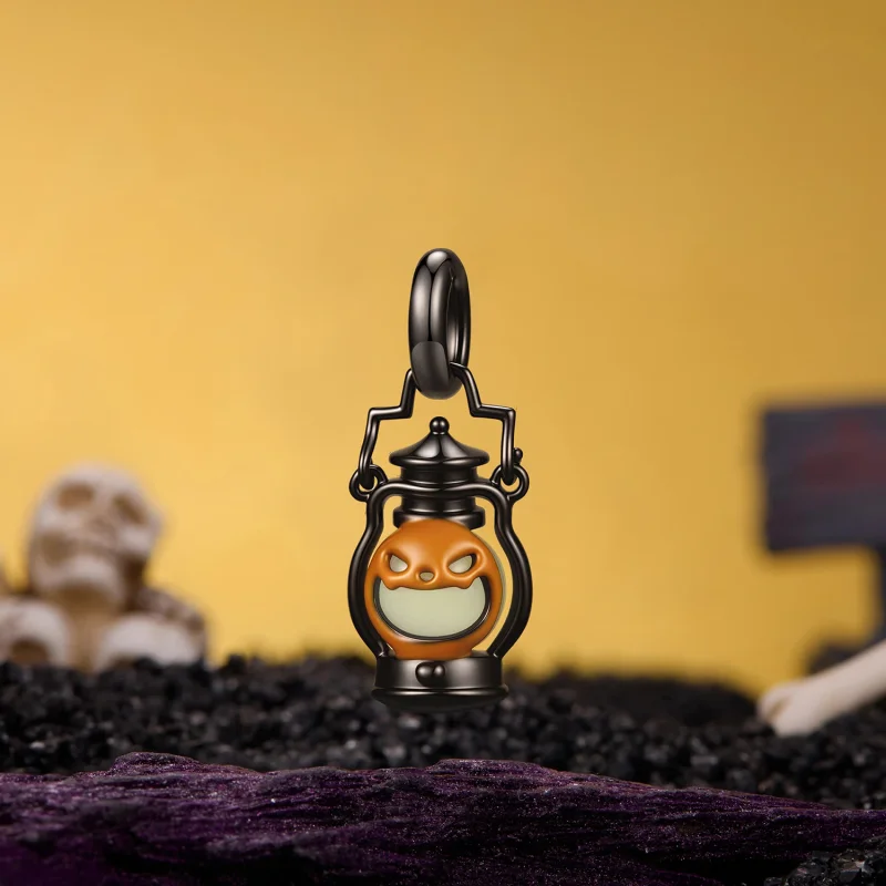(image for) PANDORA Style Halloween Pumpkin Lantern Glow Dangle Charm - YIC297 - View 2