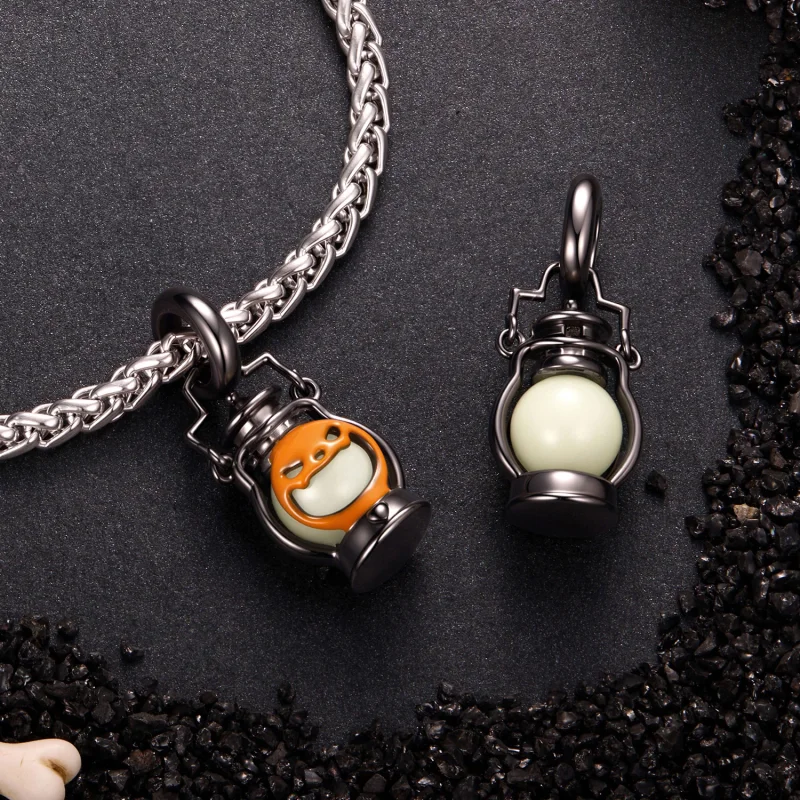 (image for) PANDORA Style Halloween Pumpkin Lantern Glow Dangle Charm - YIC297 - View 4