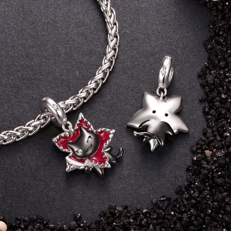 (image for) PANDORA Style Man-Eater Flower Black Cat Dangle Charm - YIC299 - View 4