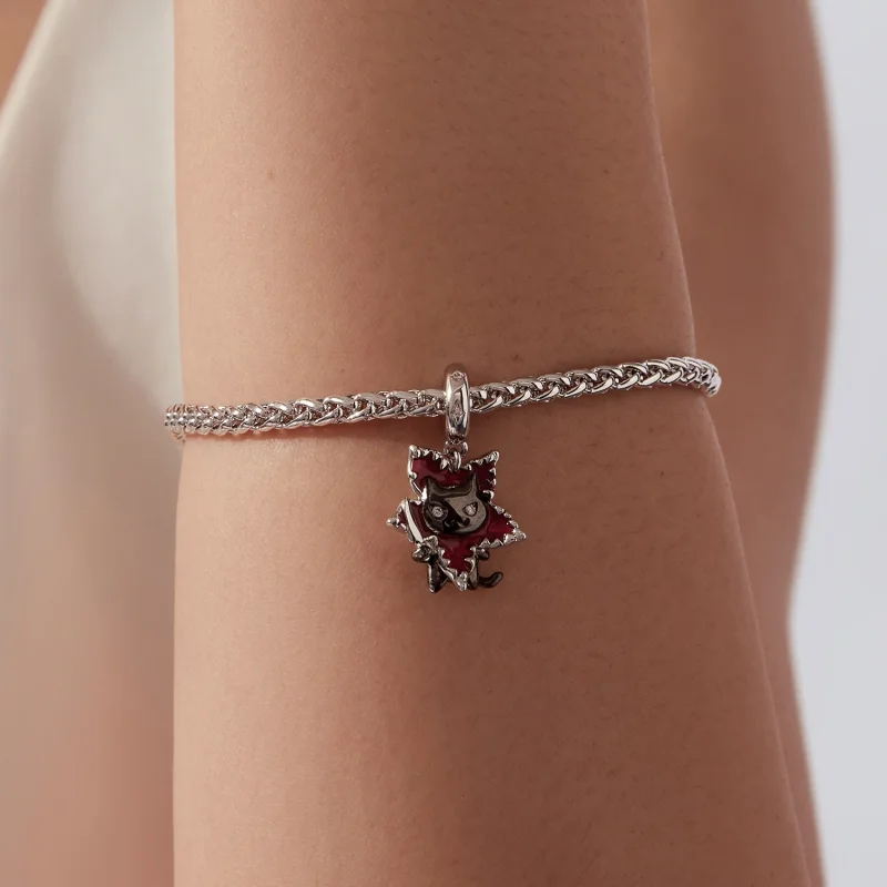 (image for) PANDORA Style Man-Eater Flower Black Cat Dangle Charm - YIC299 - View 5