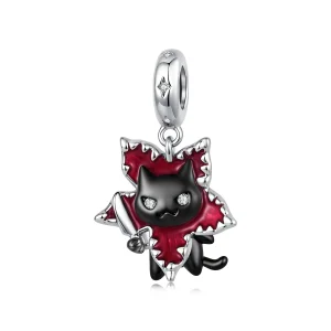 (image for) PANDORA Style Man-Eater Flower Black Cat Dangle Charm - YIC299