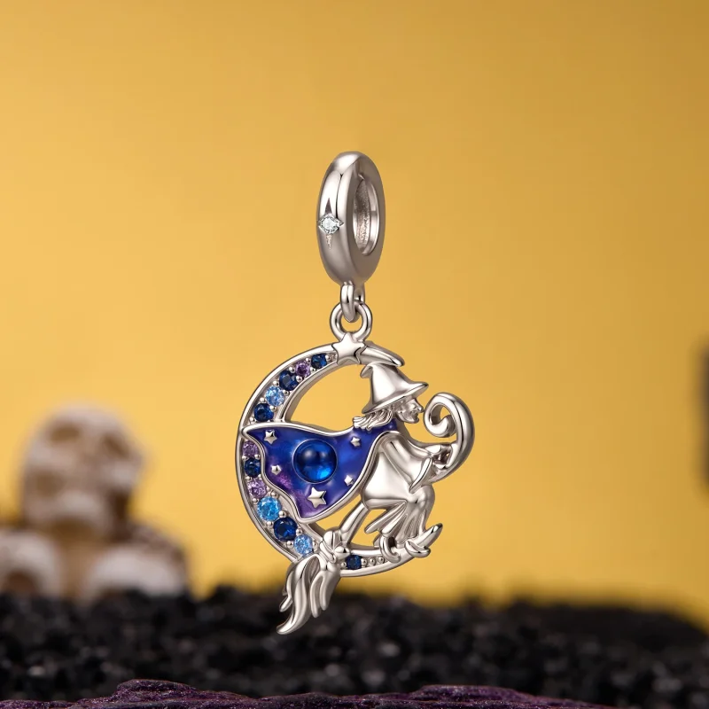 (image for) PANDORA Style Moon Witch Riding Broom Dangle Charm - YIC300 - View 2